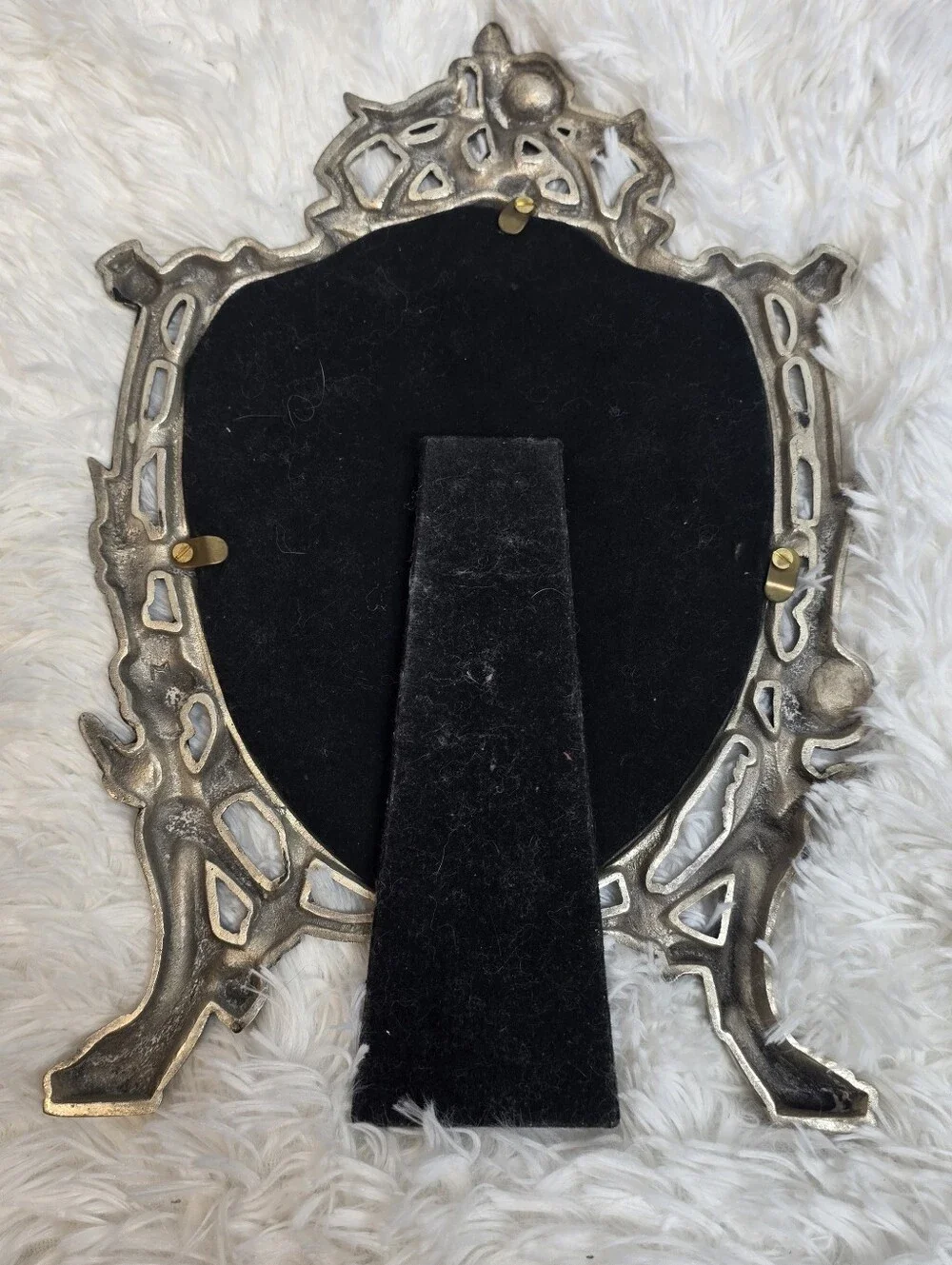 Antique French Art Nouveau Silver Plate Dresser Vanity Table Easel Back Mirror. - Picture 4 of 4